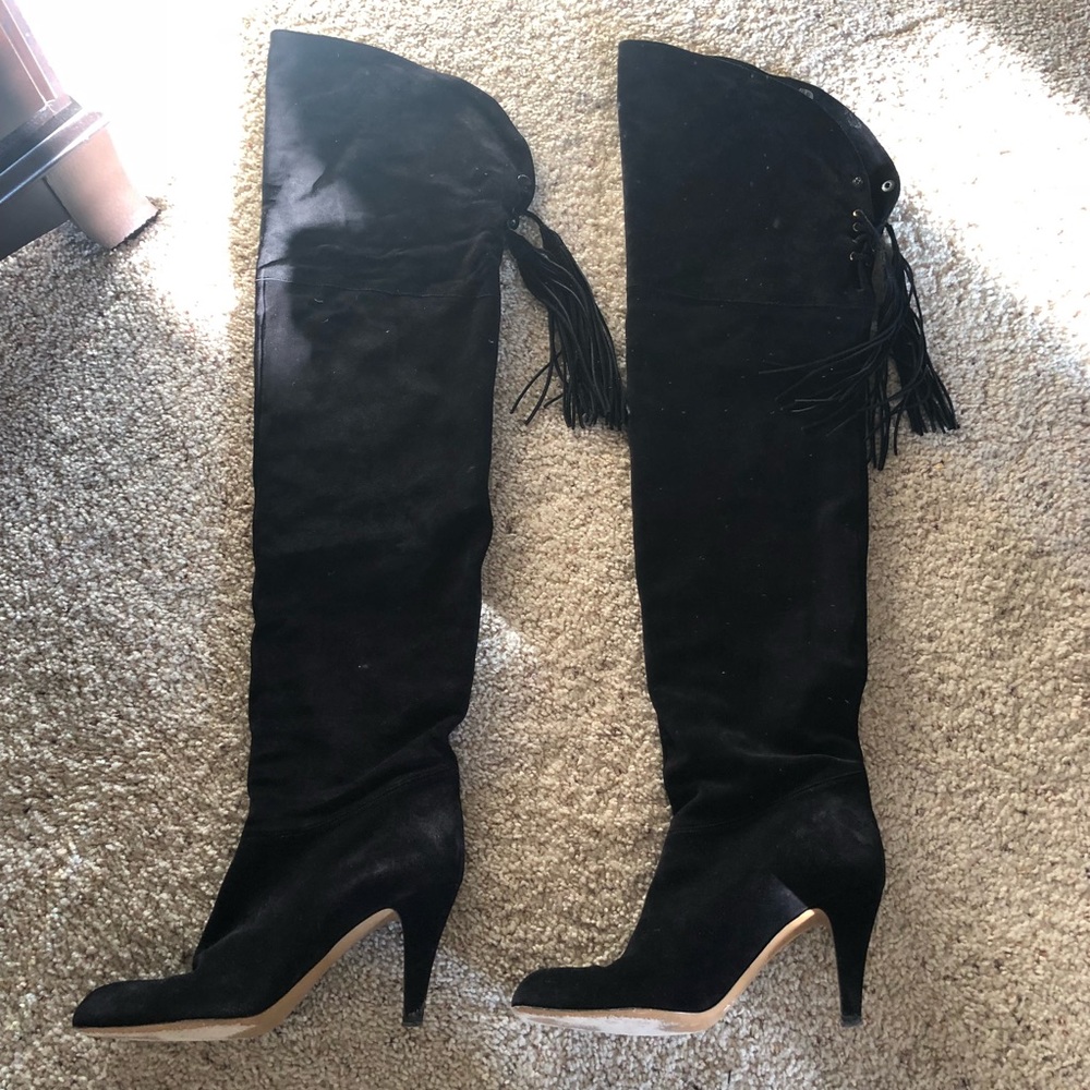 Chloe Suede Over-the-knee Boots with Long Tassle